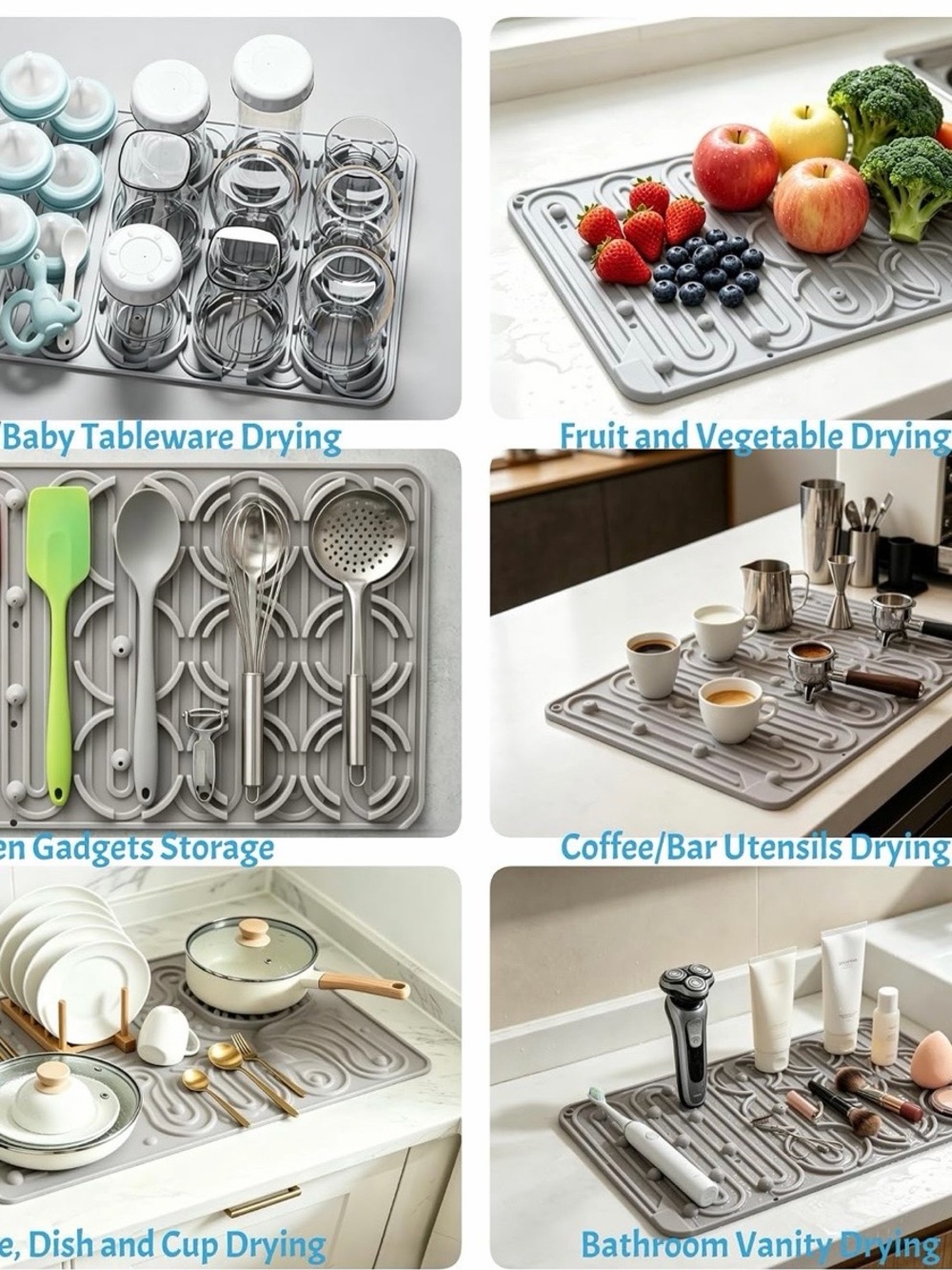 Silicone Multi-Purpose Drying Mat - Gray